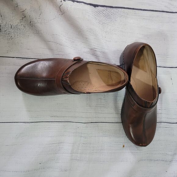 Dansko Size 42 Solstice Brown Brush Off Leather Shoes Slip-On Workwear Comfort - Picture 8 of 10